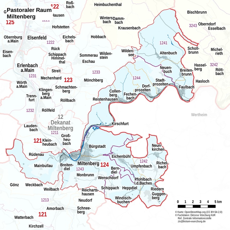 Karte Pastoraler Raum Miltenberg